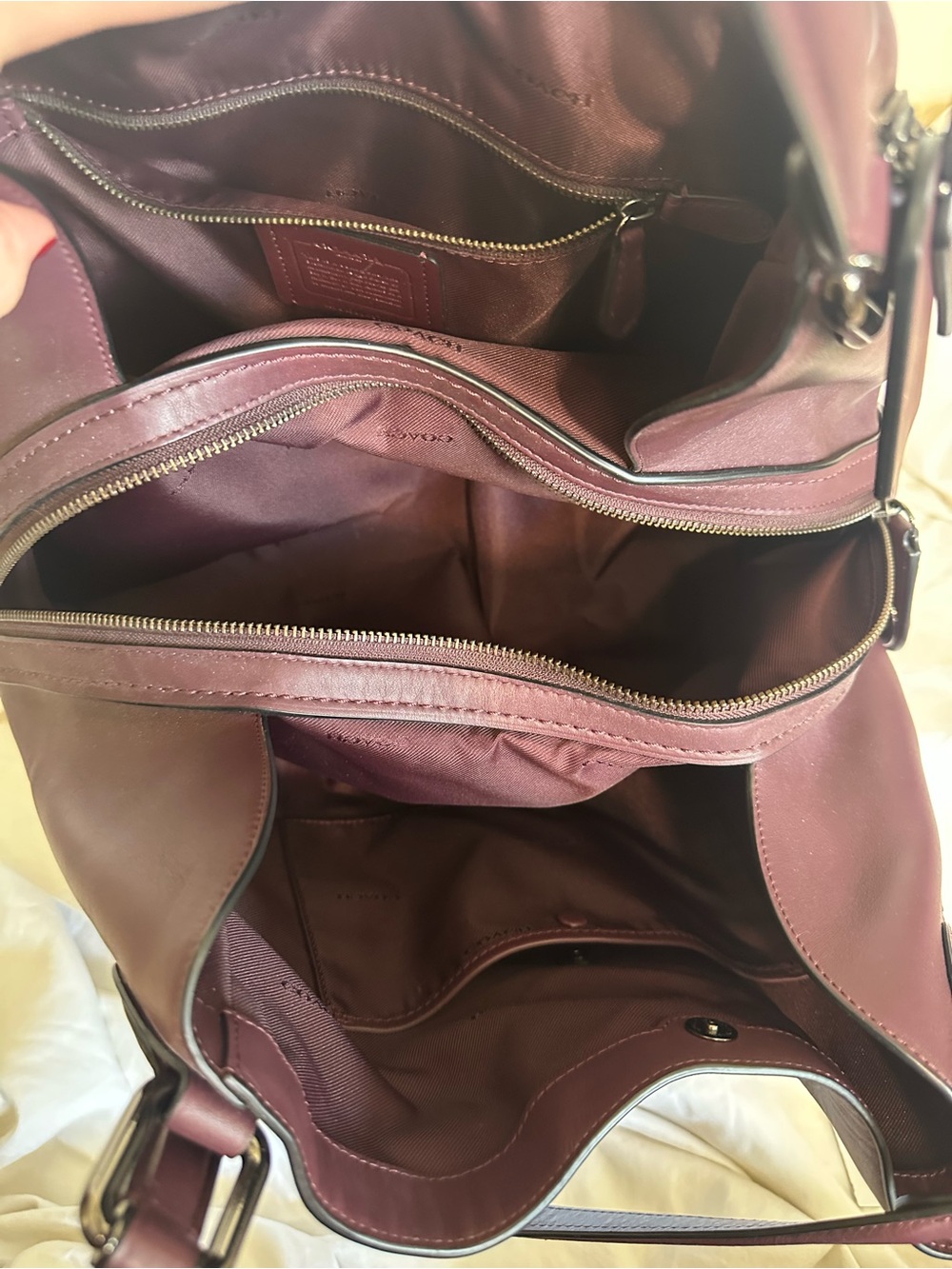 Coach Edie 31 Burgundy Leather Shoulder Bag - Picture 6 of 7